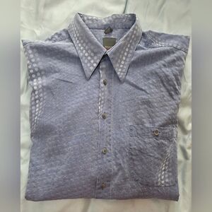 Vintage HAUPT Dot-Pattern Blue Men's Long Sleeve Button-Up Shirt Size 44-XL 17.5